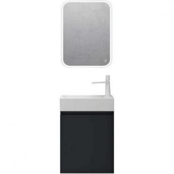 Meuble de Salle de Bain Suspendu avec Vasque et Miroir LED 46x26x63cm
