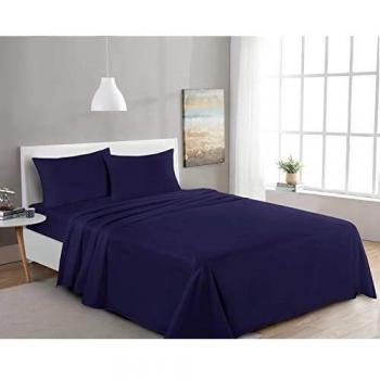 My Home Store Premium Soft Flat Sheet 100% Egyptian Cotton 300TC Hotel Quality Easy Care Flat Bed Sheets Fade Resistant Bedding (King)