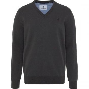 DELMAO V-Ausschnitt-Pullover, mit Stickerei Logo