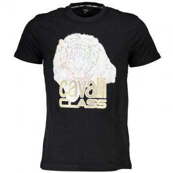 Cavalli Class XXL Schwarz T-Shirt mit großem Tigerlogo