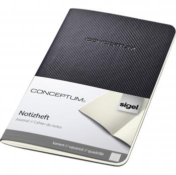 Notizheft Conceptum, 80g/qm, Softcover, 64 Seiten, kariert, Quickpocket, Steppstichheftung, 93 x 140 x 5 mm, schwarz