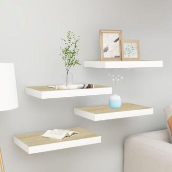 Scaffali a Parete 4 pezzi Rovere e Bianco LUSSO CASADINO