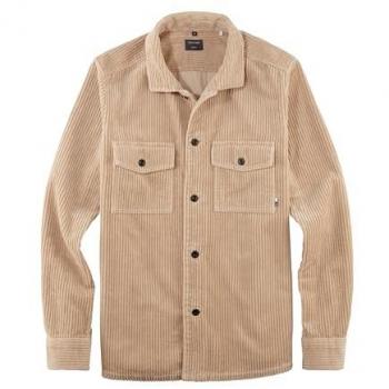 OLYMP Level Five Slim Fit Herren Hemdjacke beige Größe XL mit Label-Detail