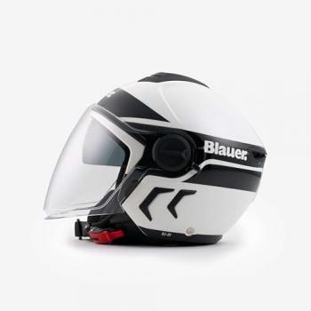 Casco Moto Jet Blauer Demi Jet DJ-01 Grafica B Bianco Doppia Visiera Taglia M