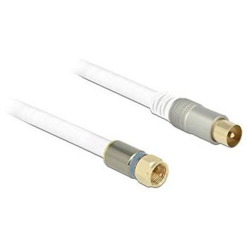DELOCK RG‑6/U 5 m Antennenkabel – Quad Shield, F‑Stecker, IEC, weiß, Premium