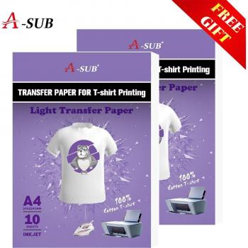 Papel de transferencia textil A4, para impresión en algodón 100% color claro