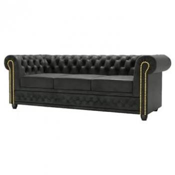 Schlafsofa Chesterfield Jule 3-Sitzer Anthrazit