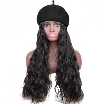 Béret Reine Perruque Synthétique Longue Boucle Automne