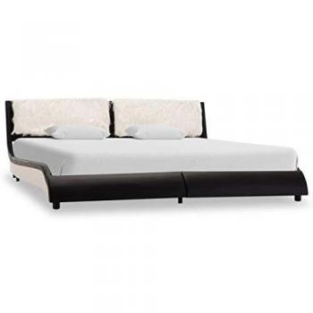 Cadre de lit LED Noir & Blanc Similicuir 180x200cm