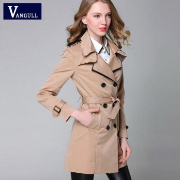 VANGULL Double Breasted Trench Coat for Women