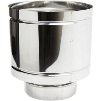 Fumaiolo 200 mm Terminale Inox (AISI 304) Botta 4 Venti Base Tonda M Maschio