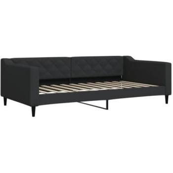 Support de couchage noir 100x200 cm – tissu, sans matelas