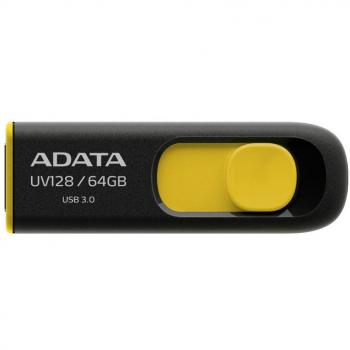 ADATA Classic UV128 USB3.0 Flash Drive 64GB, Schwarz/Gelb