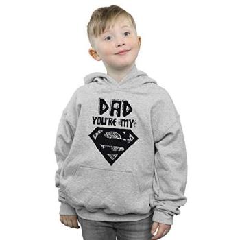 Grey Superman Super Dad Hoodie for Boys, Ages 7‑8
