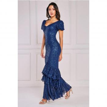 Puff Sleeve Maxi Dress with Tiered Hem