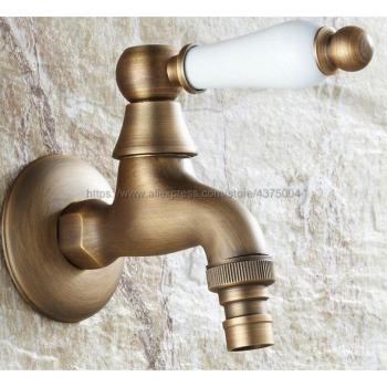 Garden Retro Style Antique Brass Finish Washing Machine Faucet Bibcocks Cold Water Tap Nav106