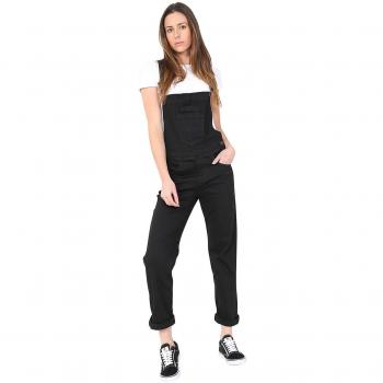 Uskees Women's Black Denim Bib‑Overalls (Regular Fit)