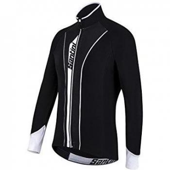 Camiseta Negra y Blanca Santini 365 Vega Aqua Thermofleece Manga Larga Unisex L