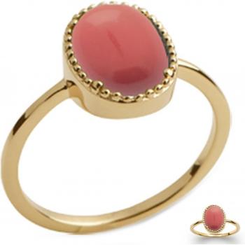 Cleopatra Golden Coral Ring – Gold Plate, 12×9 mm (54° Orange)