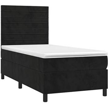 Sommier à lattes avec matelas LED Noir 80x200cm Velours