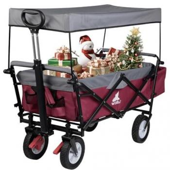 Woltu Reloj de Playa: Carrito de Jardín con Protector Cielo y Frenos – 80 kg