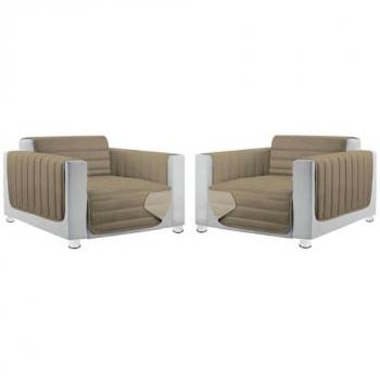 Coppia Set 2 Copripoltrona Universale Imbottito Morbido Double Face Elegante Tortora