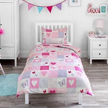 Bloomsbury Mill Pink Butterflies Bedset – Single Duvet Cover & Pillowcase