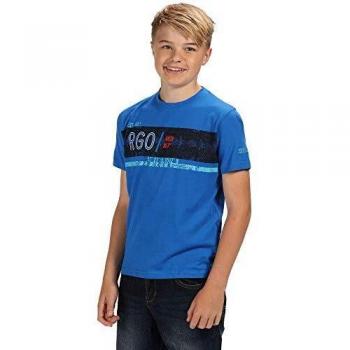 Camiseta Regatta Bosley II Coolweave Unisex Niños, Estampado Gráfico, Talla 5-6, Azul