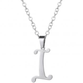 PROSTEEL Collier Lettre I Pendentif Charms Initial de l'Alphabet avec Chaîne Maille Forçat Bijoux Acier Inoxydable pour Fille Cadeau Anniversaire Fête Saint Valentin