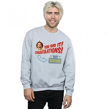 Elf World's Best Coffee Grey Pullover for Men Size Large
