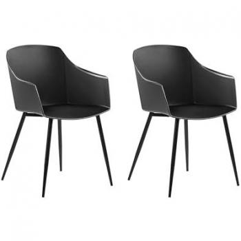 Set of 2 Black Dining Chairs with Armrests