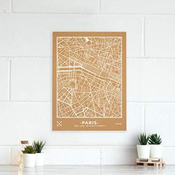 Mapa de corcho Woody 60x45 cm París Blanco Sin Marco