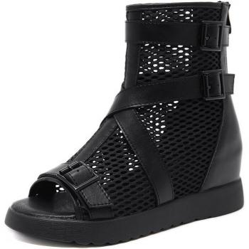 Damen Gladiator Sandalen mit offenen Spitzen und Reißverschluss