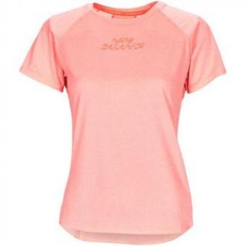 New Balance Damen T-Shirt Grafik United Airlines NYC Halb Impact Run Kurzarm Grapefruit Heather