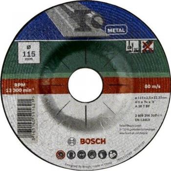 Bosch A 30 S BF Disco da taglio con centro depresso 115 mm, metallo, confezione da 1 pz