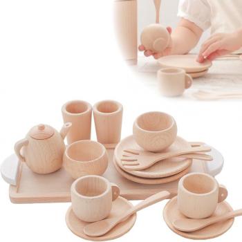 Houten thee-set voor spelletjesfeestje