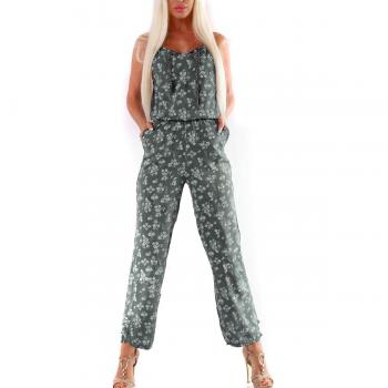 SJ Fashion Italien Maxi Jumpsuit Kordelträger Blumenmuster Sommer Overall V-Ausschnitt Casual Einheitsgröße