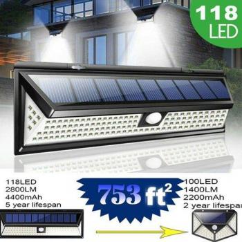 Lámpara de pared solar LED impermeable con sensor de movimiento 308/128/268