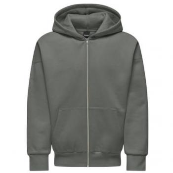 Only & Sons Herren Relaxed Heavy Zip Hoodie 'DAN LIFE' in Schilf