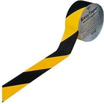 Ruban de marquage sol Rocol Easy Tape PVC – noir & jaune – 33 m × 50 mm