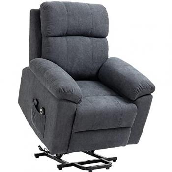 Fauteuil de massage électrique releveur inclinaison réglable repose-pied ajustable tissu gris