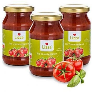 Lizza Bio Tomatensauce | Italienische Kräuter | Ohne Zucker | Ohne Künstliche Zusatzstoffe | Glutenfrei & Vegan | 100% Bio | 3x 250ml Gläser
