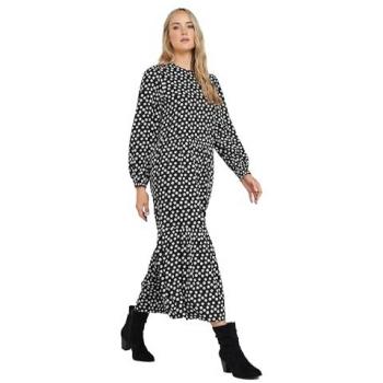 Women's Tall Black Dots Smock Dress