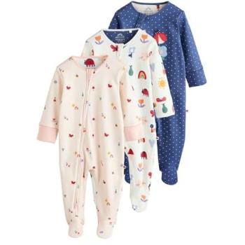 Navy Blue Zip Baby Sleepwear Set – 3 Pieces