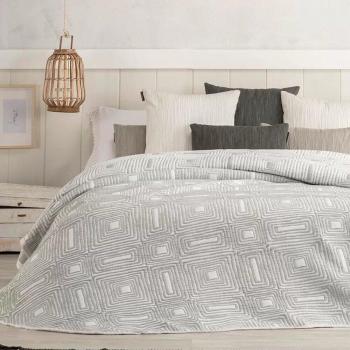 Manterol Colcha cubrecama jacquard dibujo geométrico gris cama 90/105cm