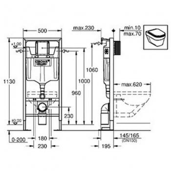 Grohe RAPID SL BATI-SUPPORT AUTOPORTANT POUR WC, 1.25 M (38340002)
