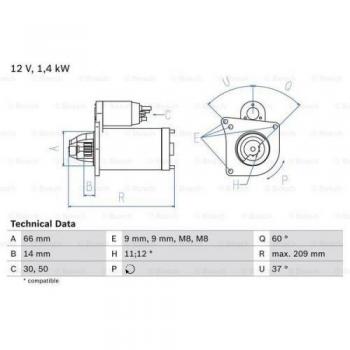 BOSCH Motorino di avviamento 0 986 021 651