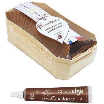 Stampi per Torta in Legno 21 cm con Penna Alimentare al Cioccolato