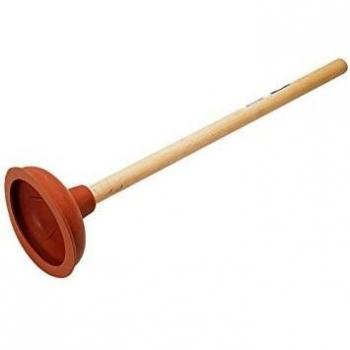 Wooden Drain Plunger – 11” Black Suction Cap