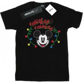 Dames Disney Kerstlicht T-shirt met Mickey – Gemaakt van Katoen